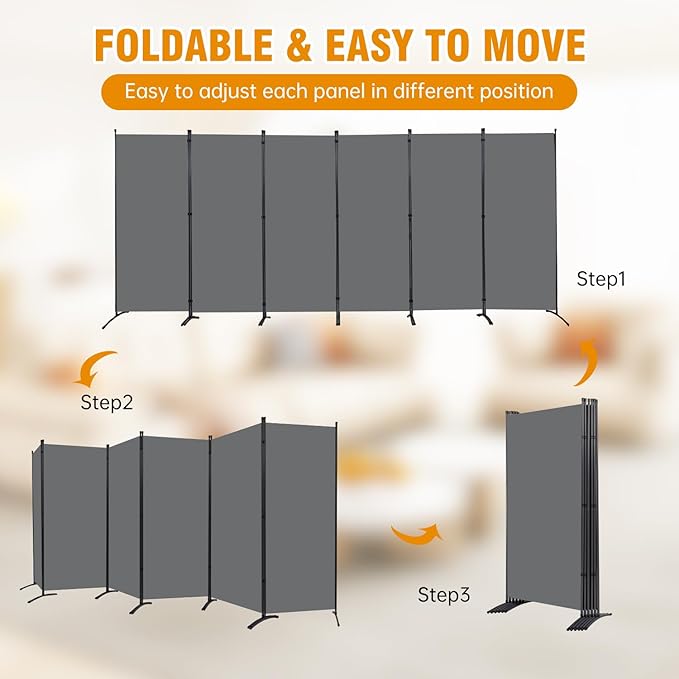 6 Panel Folding Privacy Screens, 6 FT Tall Wall Divider - Image 5