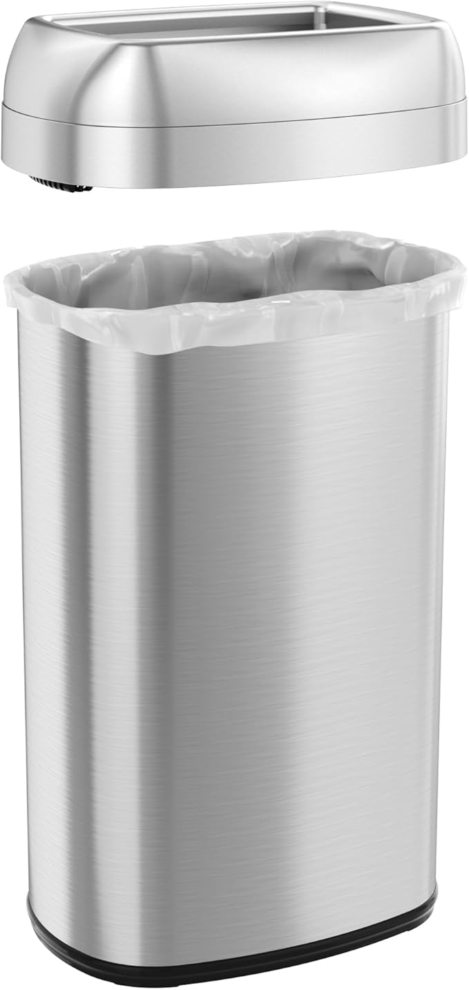 iTouchless 61 Liter / 16 Gallon Open Top Kitchen Trash Can & Recycle Bin - Image 5