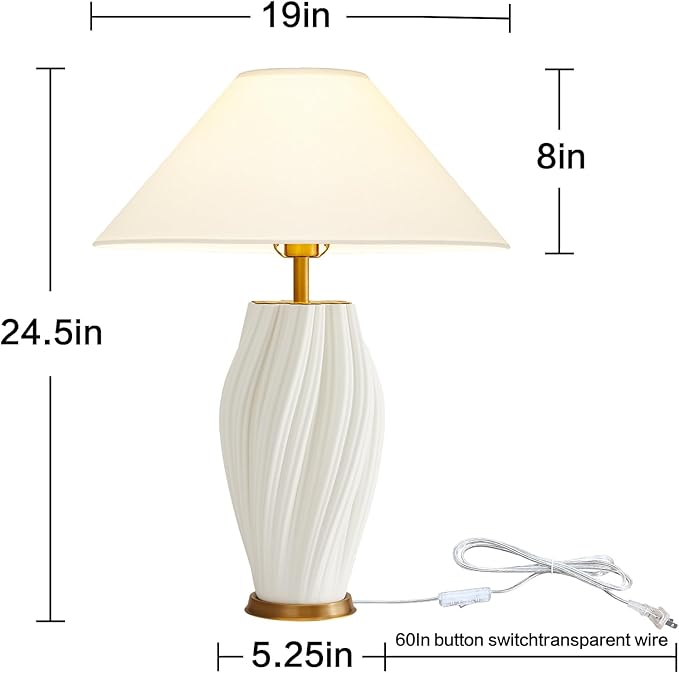 Modern Plug in Ceramic Table Lamps 24.5In - Image 8