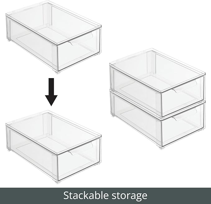 mDesign Plastic Stackable Bathroom Storage Organizer Bin - Image 5