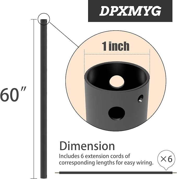 DPXMYG 60 inch Ceiling Fan Downrod - Image 3