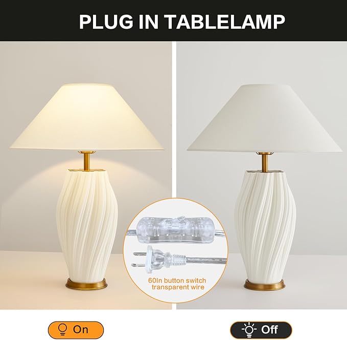 Modern Plug in Ceramic Table Lamps 24.5In - Image 7