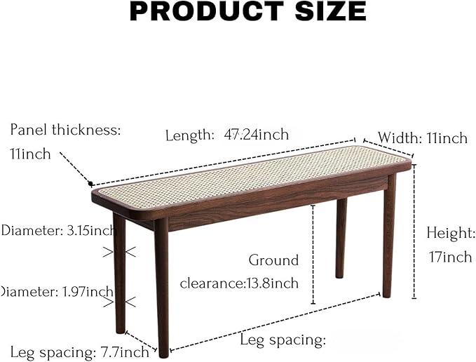 47.2'' Natural Rattan Dining Bench - Image 3