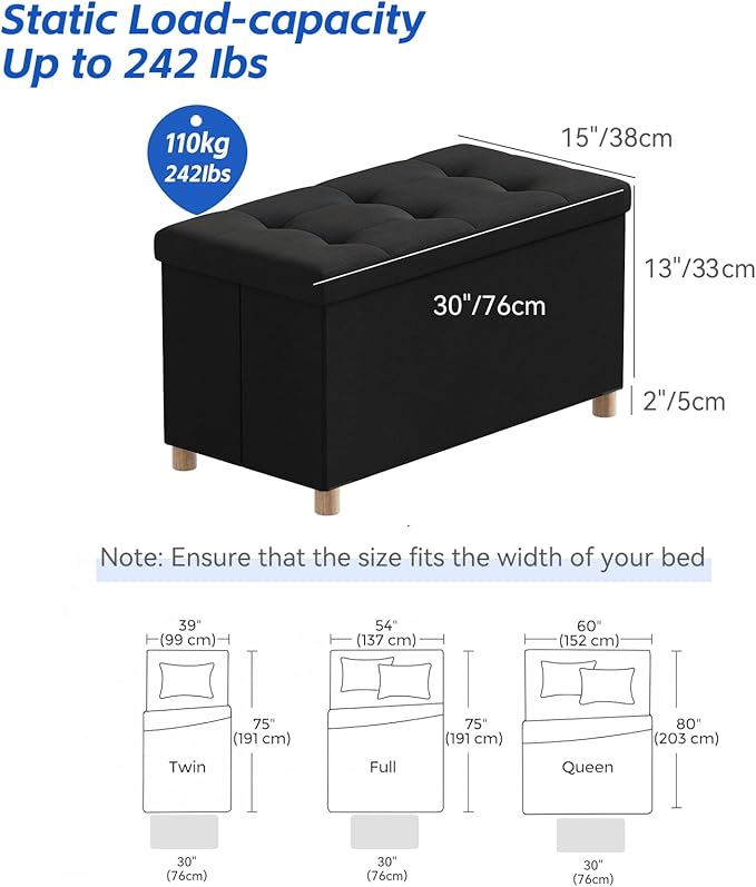 BRIAN & DANY 30 Inches Folding Storage Ottoman Bench, Ottoman - Image 3