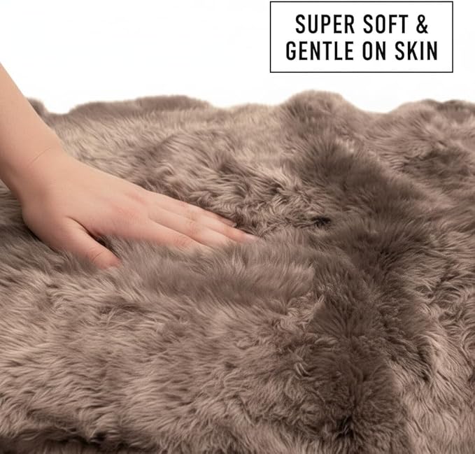 Premium Buff Tan Sheepskin Rug Genuine Quad 4x6ft Pelt Fluffy Fur Rug - Image 7