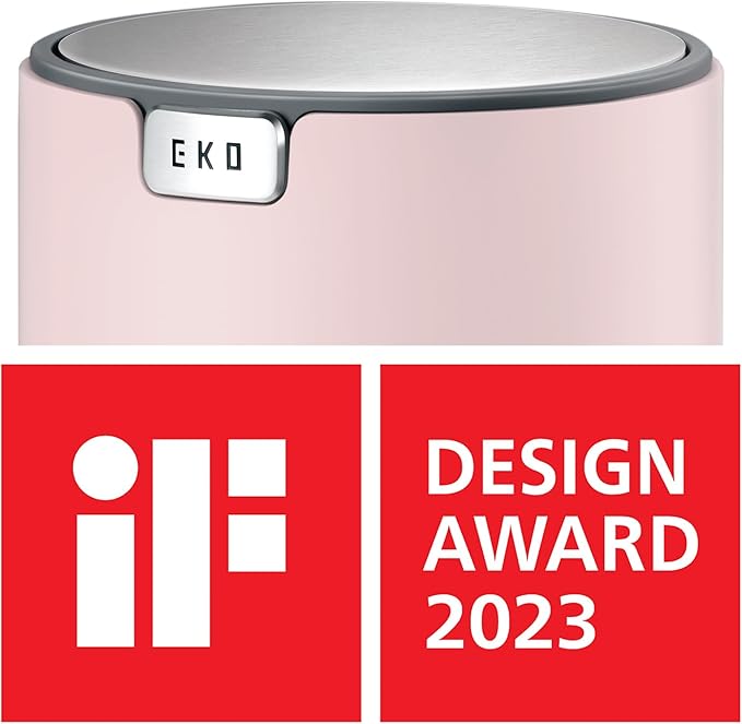 EKO Mini Desk Trash Can with Swing-Top Lid 0.4 Gallon Small Table Round - Image 3