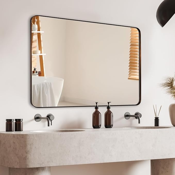 ANDY STAR Bathroom Mirrors for Wall, Rounded Rectangle Mirror, Framed in - Image 8