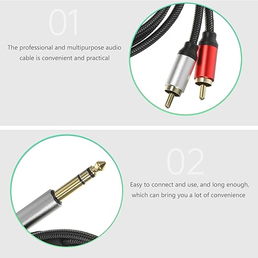 FRCOLOR 35mm 3-core Stereo to 2-Connector Audio Cable 3m Guitar Sound Signal - Image 4