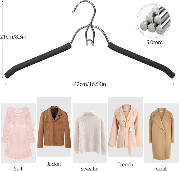 VWV Hangers, Space Saving Hanger, Heavy-Duty Stainless Steel Sweater and Shirt - Image 2