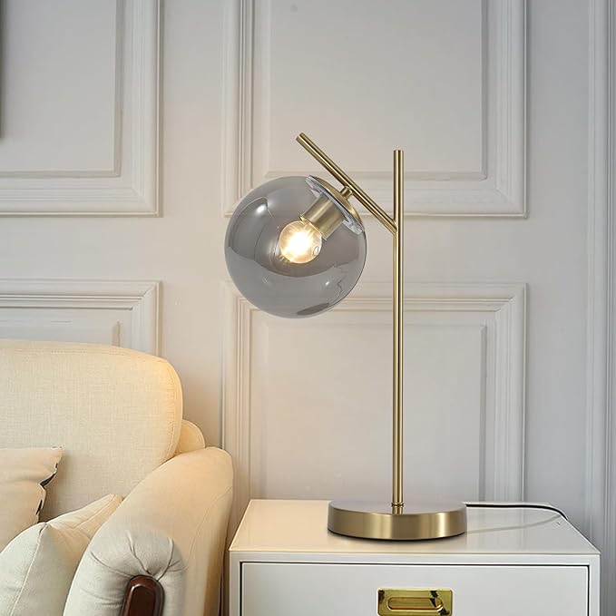 Mid Century Desk Lamp, Glass Globe Table Lamp - Image 7