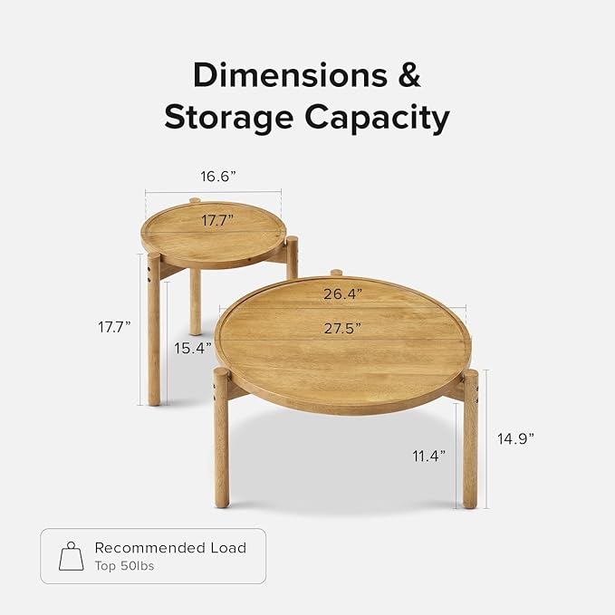 mopio Dylan Solid Wood Nesting Coffee Table Set - Image 2