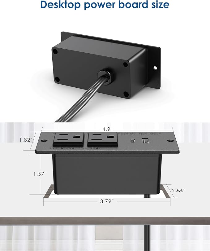 Conference Recessed Power Strip, 20W USB C Fast Charging, Furniture Recessed - Image 6
