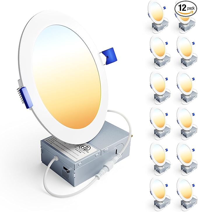 Ensenior 12 Pack 6 Inch LED Recessed Ceiling Light, 2700K-5000K 5CCT, 1200LM by Ensenior