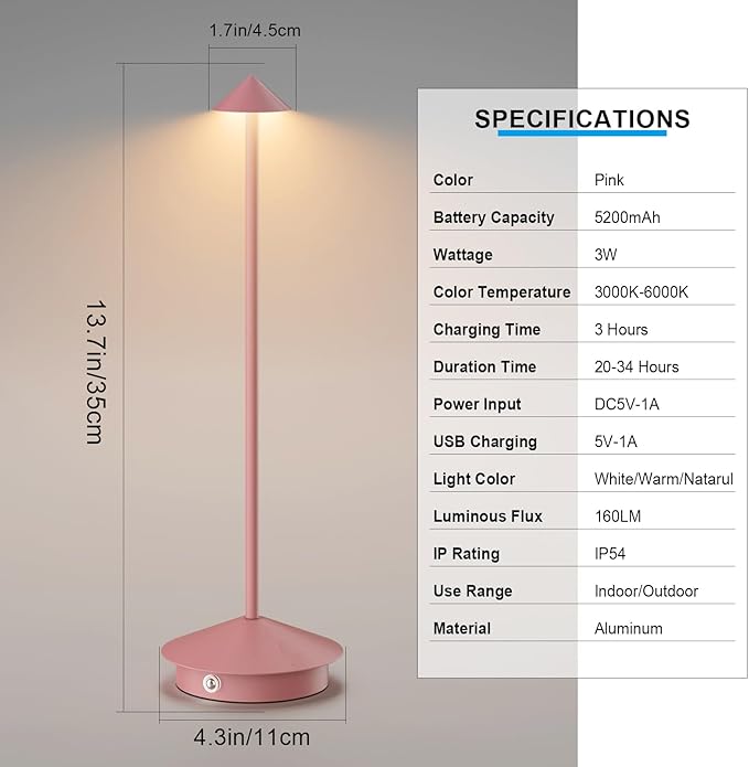 2-Pack 6000mAh Rechargeable Led Table Lamp Cordless, 3000K-6000K Stepless - Image 6