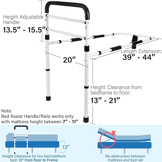 Vaunn Medical New Adjustable Bed Assist Rail Handle and Hand Guard Grab Bar - Image 6