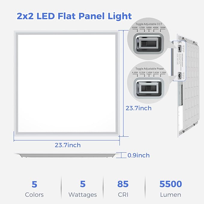 AIKVSXER 1 Pack 2x2 LED Flat Panel Light - Image 5