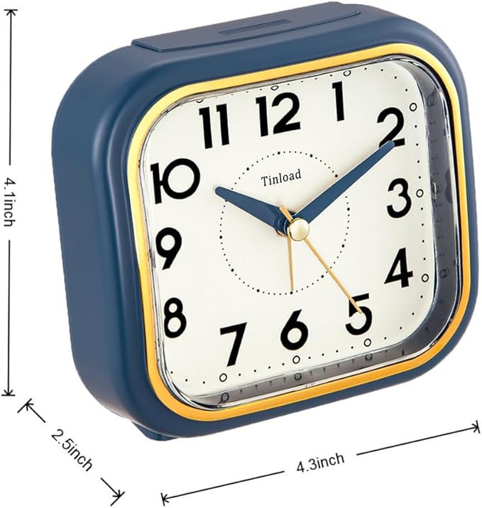 4.3" Retro Analog Alarm Clock • Silent Non Ticking • Gentle Wake • Beep Sounds - Image 4