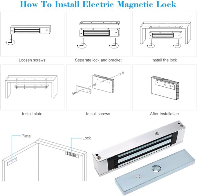 Electromagnetic Lock 1200LBS 500KG Holding Force Electric Magnetic Door Lock - Image 7