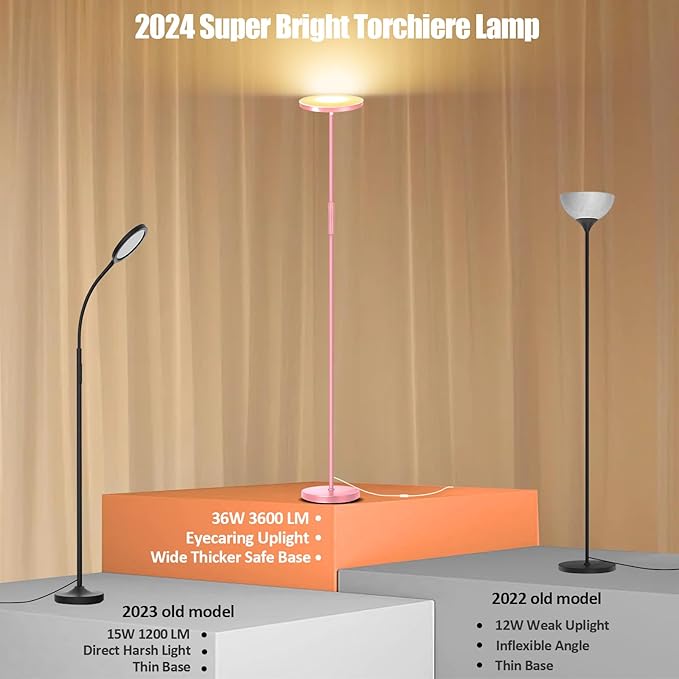 Pink Floor Lamp, 40W Super Bright Floor Lamps - Image 2