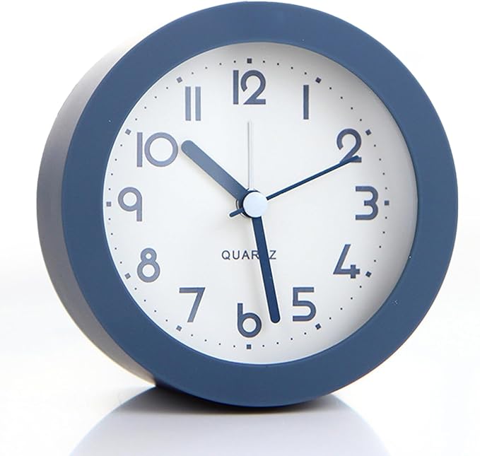 Alarm Clock with Backlight, 4.5 Inches Cute Analog Round Digital Quartz Clock by HIQU+and+HIST