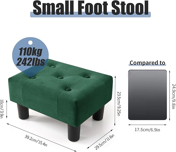 BRIAN & DANY Small Foot Stool, Velvet Foot Stools - Image 3