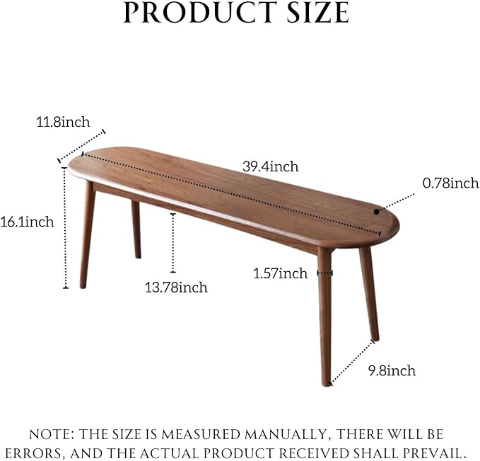 100% Solid Oak Indoor Dining Bench, Wood Bench - Image 2