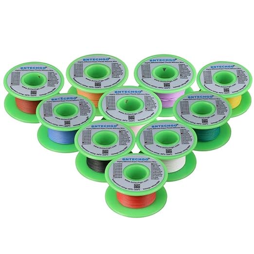 BNTECHGO 28 Gauge Silicone Wire Kit 10 Color Each 50 ft Flexible 28 AWG by BNTECHGO
