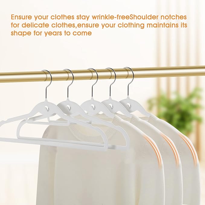 20 Pack Velvet Slim Non-Slip White Hangers - Image 5