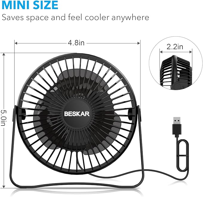 BESKAR USB Small Desk Fan, Portable Fans - Image 8