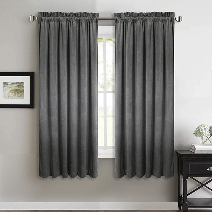 StangH Grey Blackout Velvet Curtains 63 inch by StangH