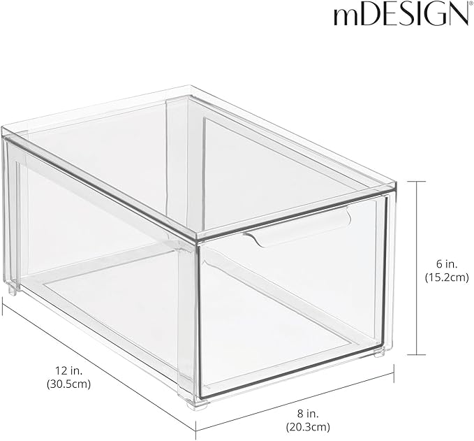 mDesign Plastic Closet Organizer Bin w/Pull Out Drawer - Image 4