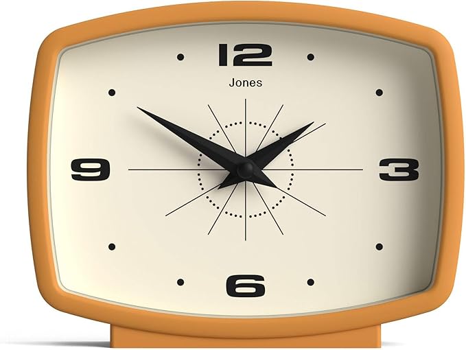 JONES CLOCKS® Film Desk Clock | Retro Rectangular Design | Mustard Yellow | by JONESCLOCKS