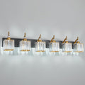 BBLLWJ Modern Black Gold 6 Light Bathroom Vanity Light Crystal Bathroom Light by BBLLWJ