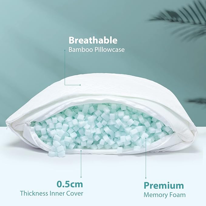 Memory Foam Pillows Queen Size Set of 2 - Image 2