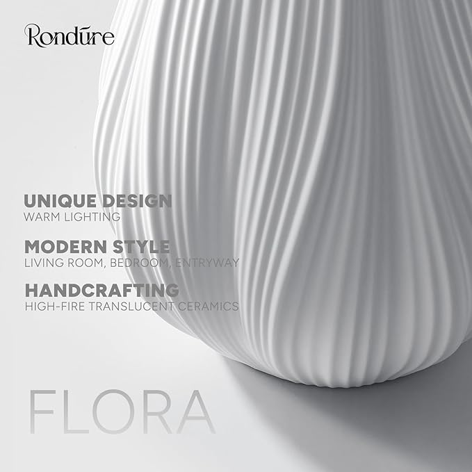 RONDURE 12.5" Modern Ceramic Table Lamp, Fully Dimmable Modern Bedside Lamps - Image 6
