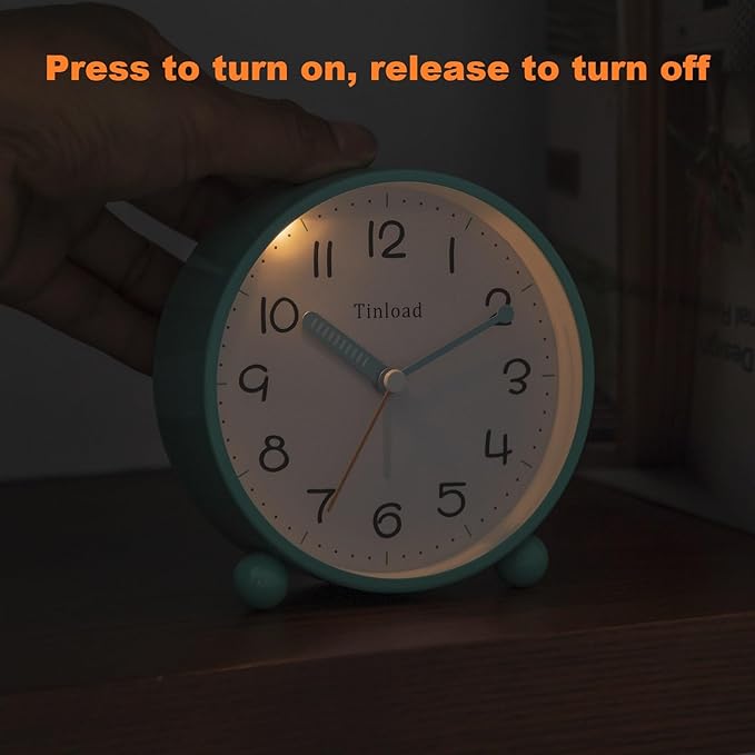 4.5" Antique Retro Analog Alarm Clock, Small Silent Battery Operated Clock - Image 5