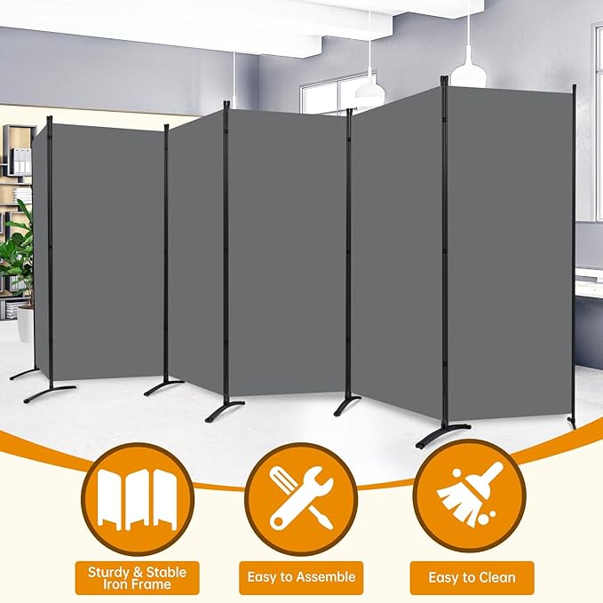 6 Panel Folding Privacy Screens, 6 FT Tall Wall Divider - Image 4