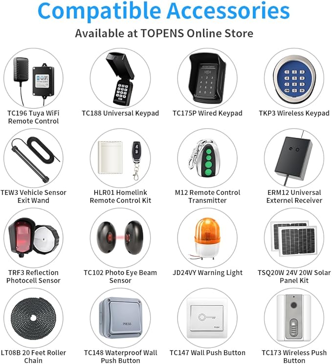 TOPENS DKC1100S Solar Sliding Gate Opener Chain Drive Automatic Gate Motor - Image 8