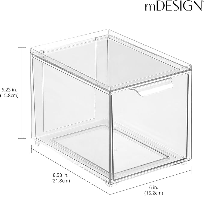 mDesign Plastic Closet Organizer Bin w/Pull Out Drawer - Image 3