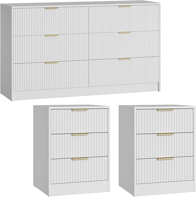 55" Long Dresser and Nightstand Set 3-Piece, 6 Drawer Dressers & Night Stand - Image 8