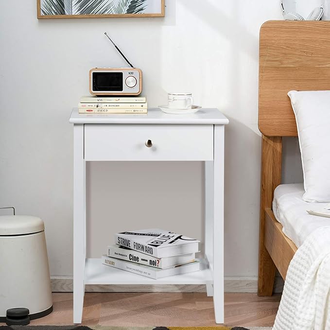 Giantex Nightstand Wooden 2-Tier Couch Sofa Side Table - Image 2