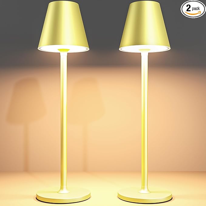 2Pack LED CordlessTable Lamp, 4000mAh Rechargeable Battery Desk lamp, 3 Level by Timjorman