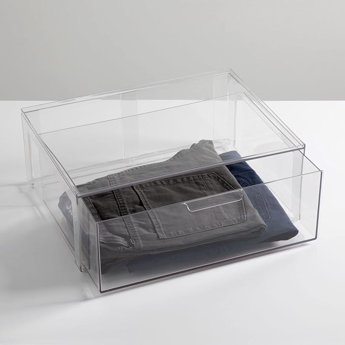 mDesign Plastic Stackable Closet Storage Organizer Bin Containers - Image 6