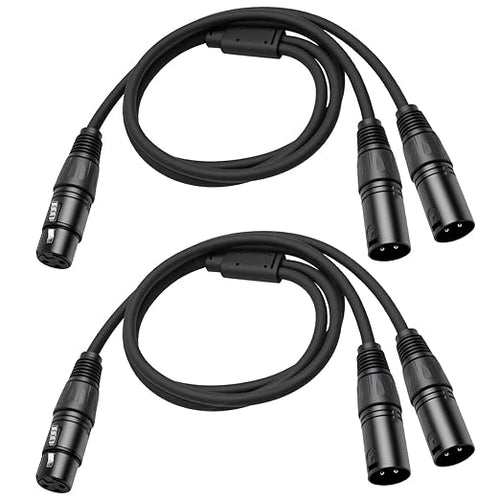 2 Pack XLR Splitter Cable, 1 Female to 2 Male, 5 FT Stereo Mic to L&R Audio by SZLliyxs