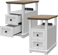 HIFYOBRO End Table with Flip Top Charging Station Set of 2, Type-C & USB Port & by HIFYOBROUS