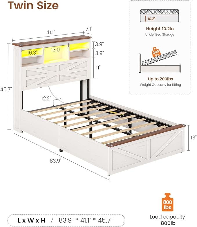 AOGLLATI Farmhouse Twin Bed Frame - Image 2