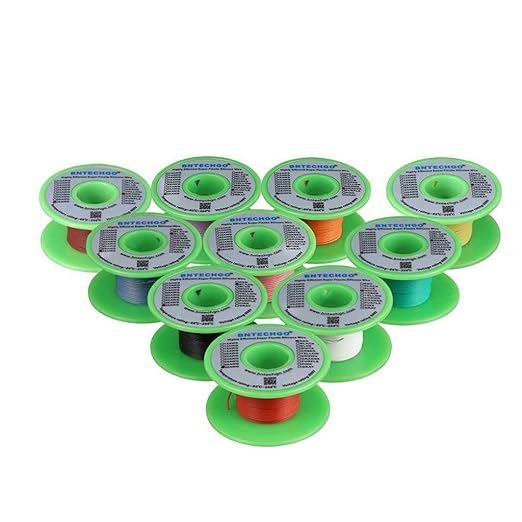 BNTECHGO 30 Gauge Silicone Wire Kit 10 Color Each 25 ft Flexible 30 AWG by BNTECHGO