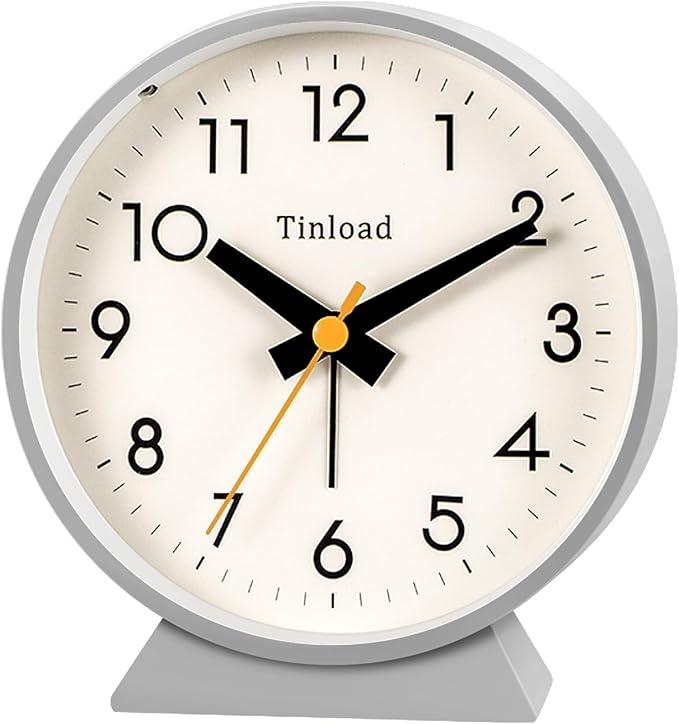 4.5" Battery Operated Antique Retro Analog Alarm Clock, Small Silent Bedside by Tinload