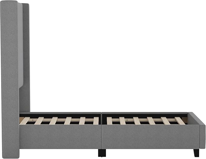 EMMA + OLIVER Nora Twin Size Faux Linen Upholstered Platform Bed - Image 8