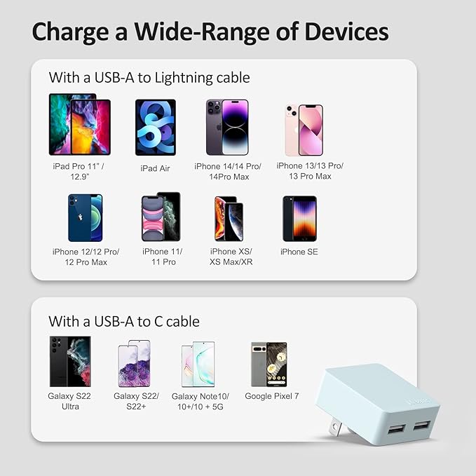 Nekmit Flat USB Wall Charger, Dual Port Slim USB Wall Charger - Image 6